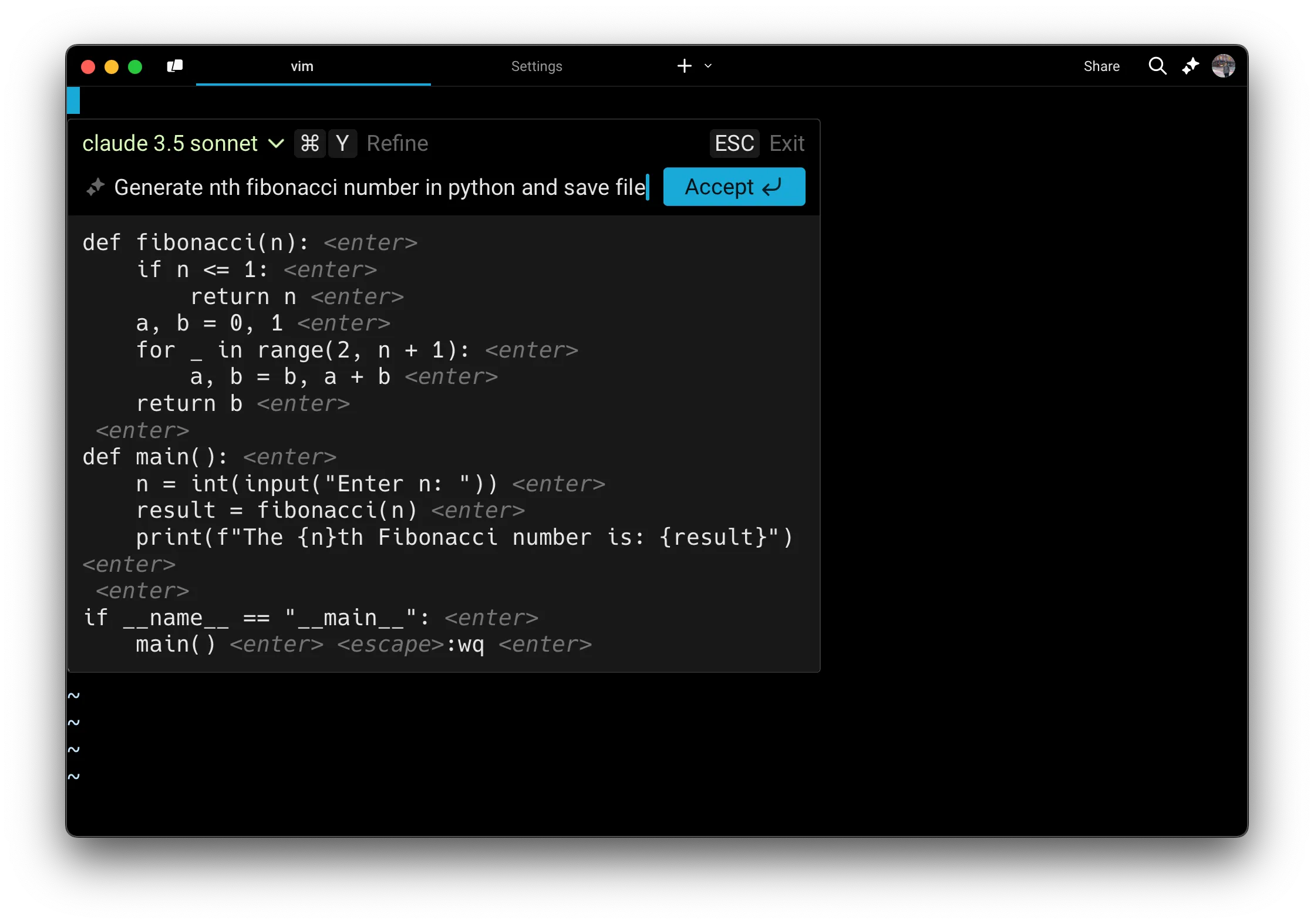 Generate Vim input